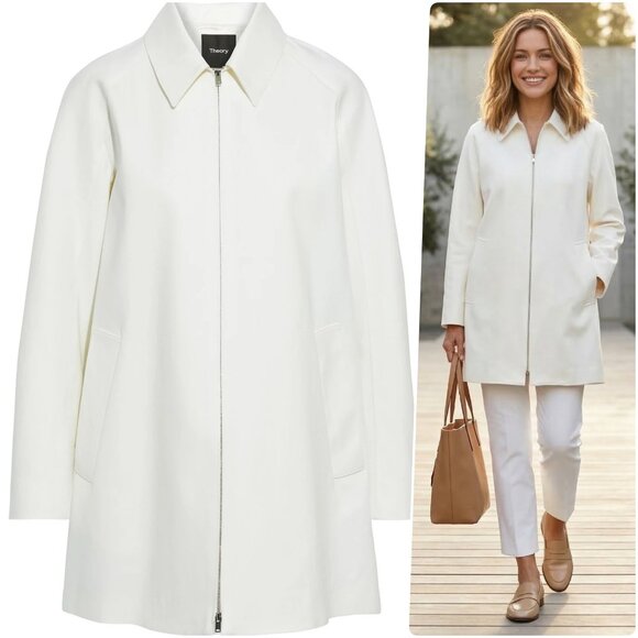 Theory Jackets & Blazers - NWT Theory Women's Caban‎ Double Cotton Coat Jacket in White Size S, M $695